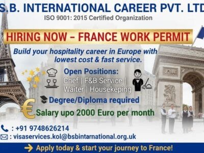 HIRING NOW – FRANCE WORK PERMIT