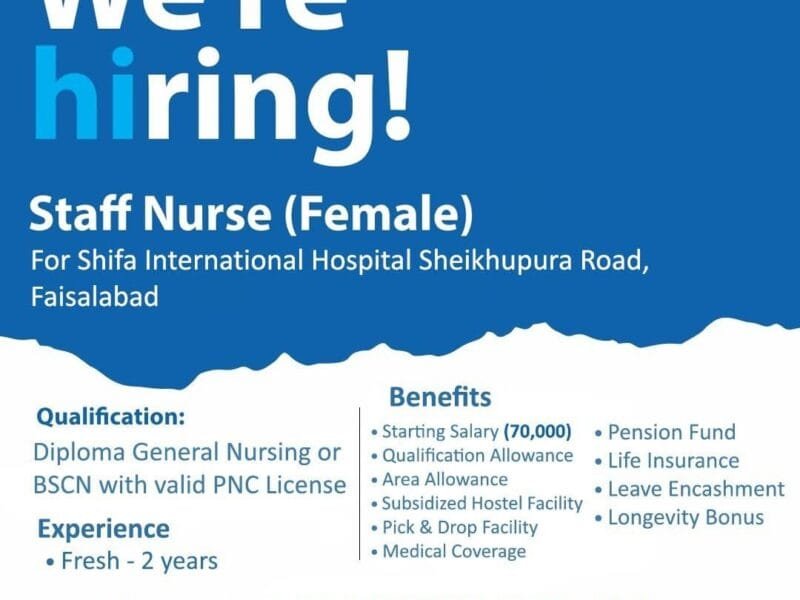Staff Nurses Jobs at Shifa International Hospital