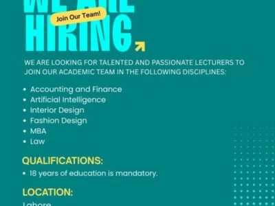 Lecturers Required | Join Our Academic Team