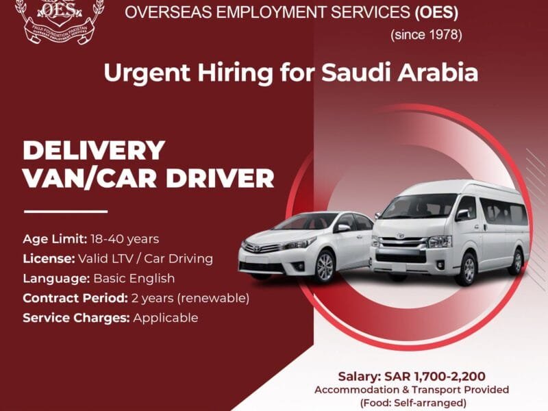 REQUIRED VAN/CAR DELIVERY DRIVER