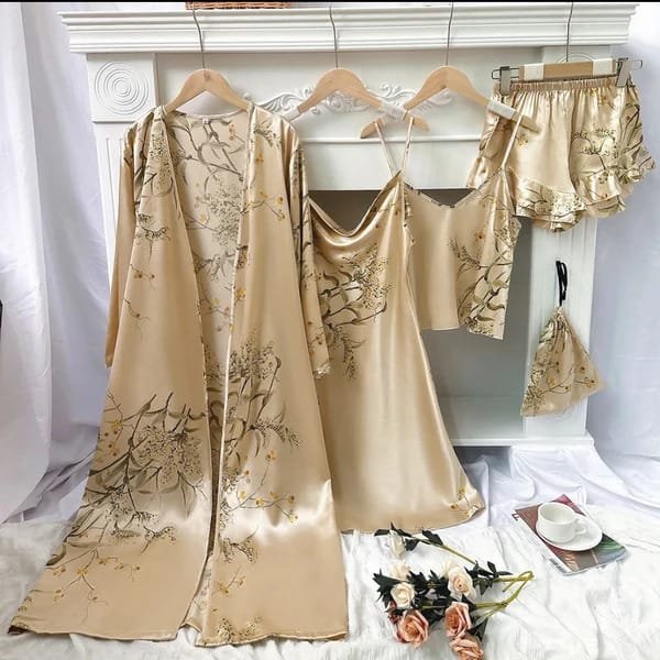 OFERTA -25% todo el Set de satén seda O Bata con cinturón , camisón(vestido) , conjunto Top y Short o todo el set