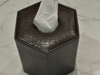 Round Leather Tissue Box