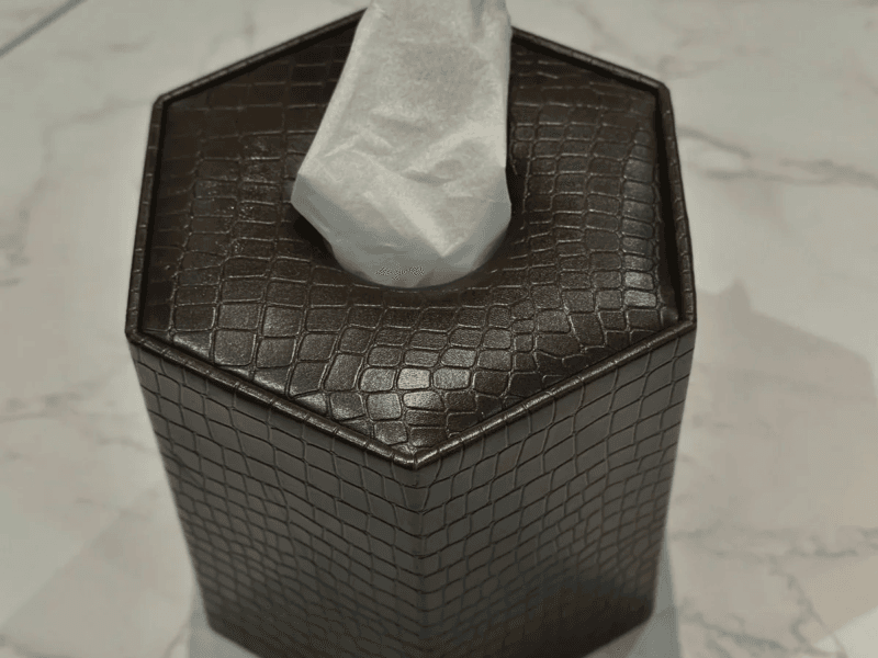 Round Leather Tissue Box
