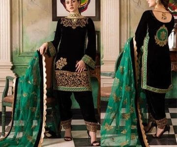 3PC EMBROIDERED VELVET SUIT