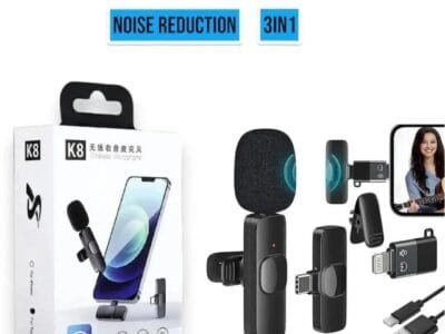 K-8 wireless microphone 3 in 1 Noise reduction Black