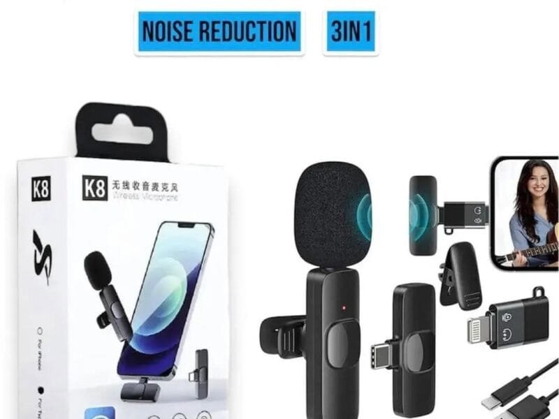 K-8 wireless microphone 3 in 1 Noise reduction Black