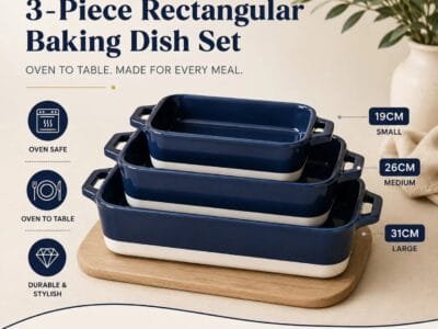 3-Piece Rectangular Porcelain Baking Dish Set