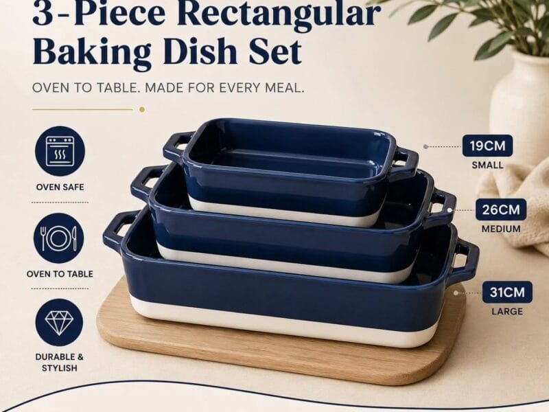 3-Piece Rectangular Porcelain Baking Dish Set