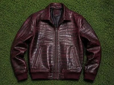 Premium Burgundy Crocodile Leather Jacket