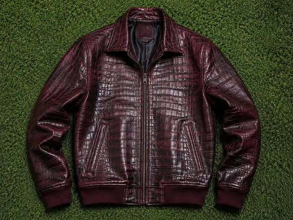 Premium Burgundy Crocodile Leather Jacket