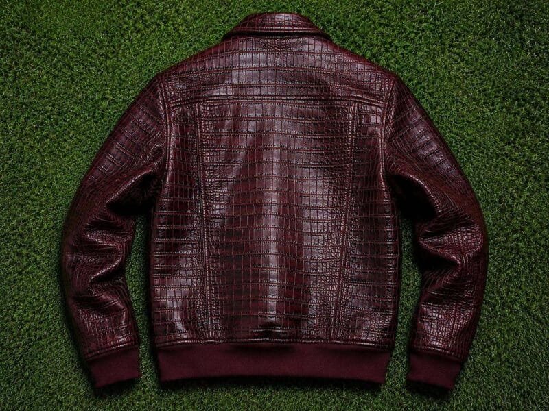 Premium Burgundy Crocodile Leather Jacket