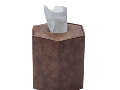 Round Leather Tissue Box