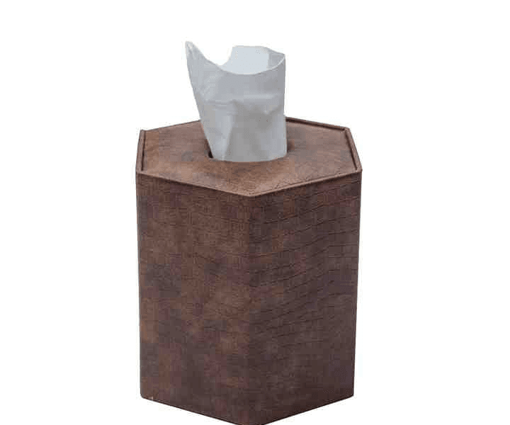 Round Leather Tissue Box