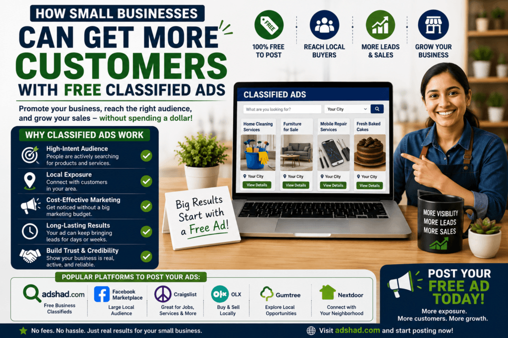 How Small Businesses Can Get More Customers with Free Classified Ads-adshad.com
