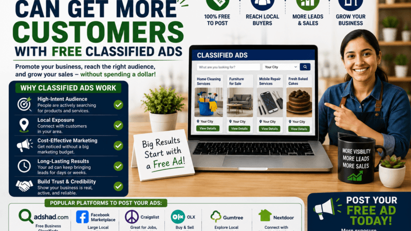How Small Businesses Can Get More Customers with Free Classified Ads-adshad.com