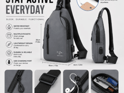 Men's GRAY Sling Chest Bag