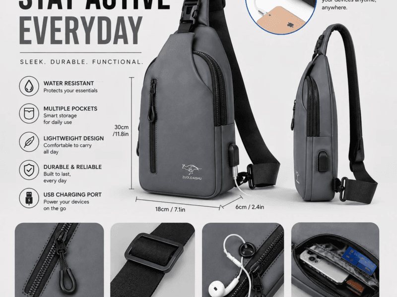Men's GRAY Sling Chest Bag