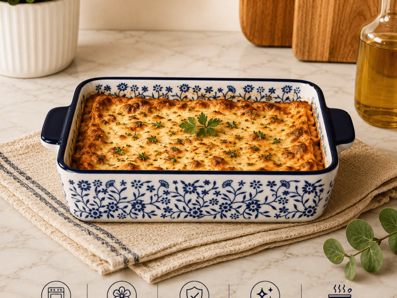 Rectangular Ceramic Baking Dish with Handles