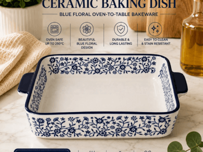 Rectangular Ceramic Baking Dish with Handles