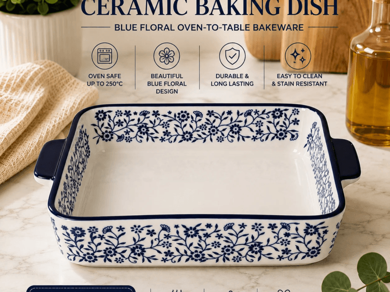 Rectangular Ceramic Baking Dish with Handles