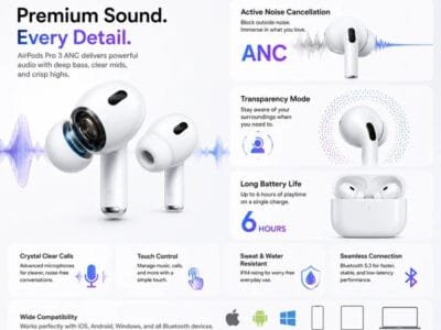 Airpods Pro 3 ANC Wireless Earbuds