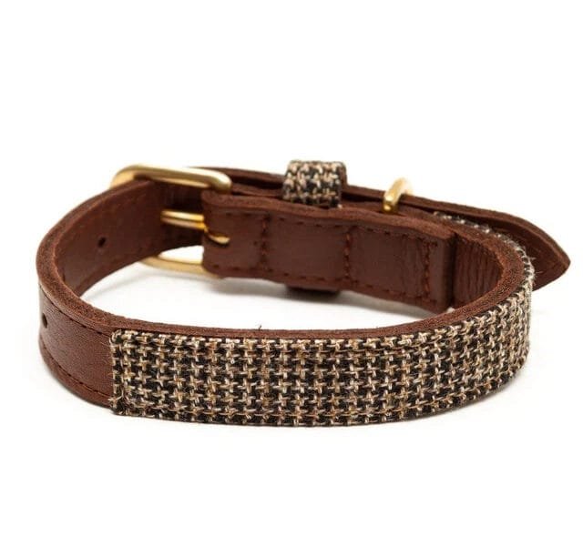 GREAT & SMALL Hawkhurst Leather Dog Collar Tweed