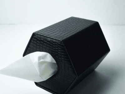 Round Leather Tissue Box